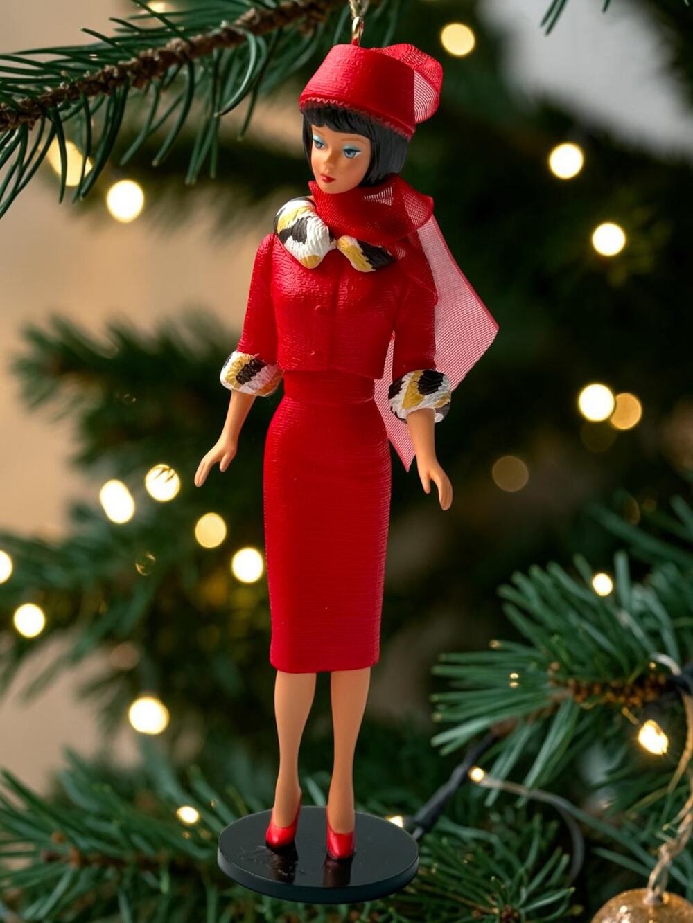 Vintage Hallmark Barbie Ornament 2012 Matinee Fashion QX8394 in Box Red Fur